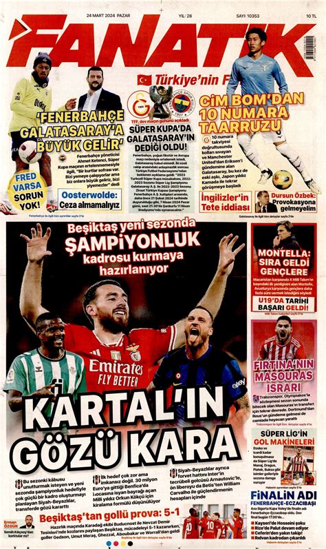 Fanatik Gazetesi Fanatik Manşet Oku Haberler 24 Mart 2024