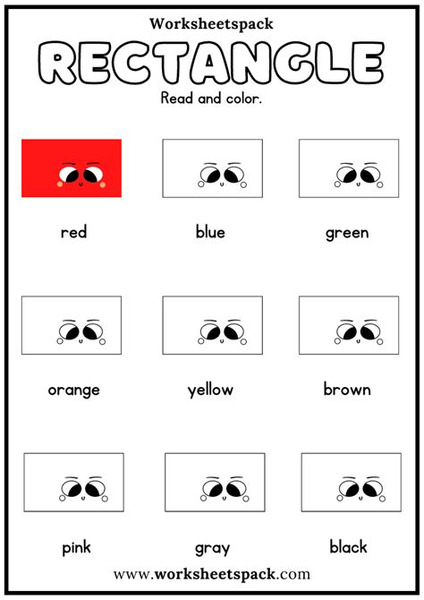 Free Rectangle Shape Activity Sheets Color Rectangles By Word Printable And Online Worksheets