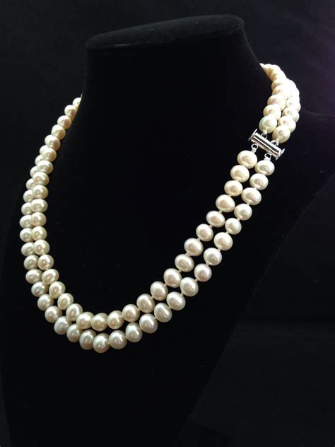 Genuine Pearl Necklace Aa Pearl Necklace Double Strand Pearl