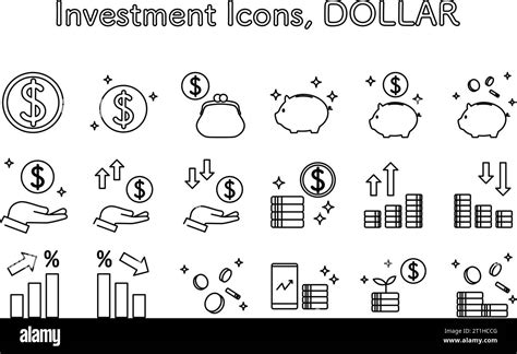 Icon Of Foreign Currency Investment Simple Line Drawing Illustration