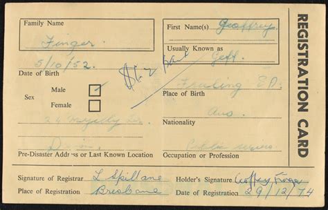 Cyclone Tracy evacuation registration card, 1974 | Australia’s Defining ...