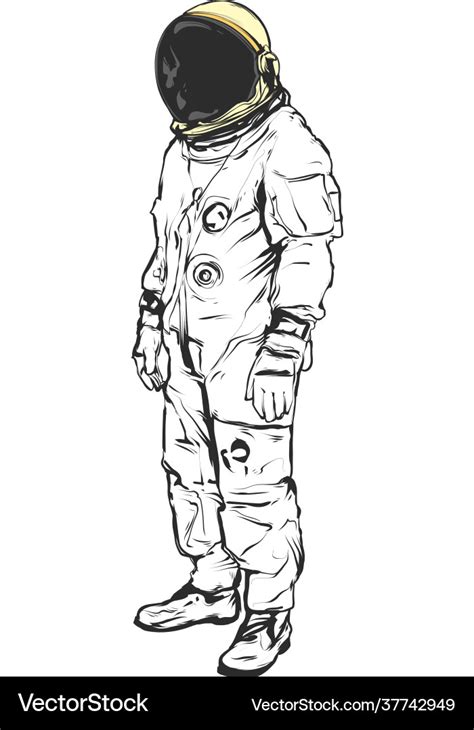 Astronaut full body realistic drawing Royalty Free Vector