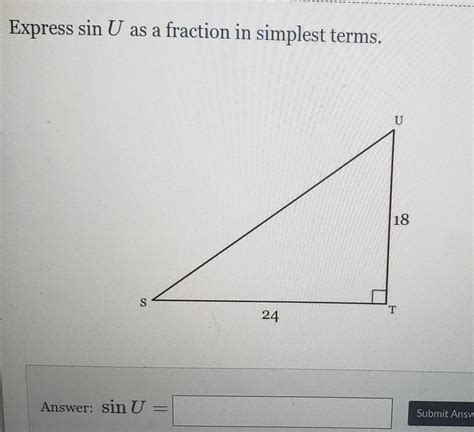 Express Sin U As A Fraction In Simplest Terms Brainly