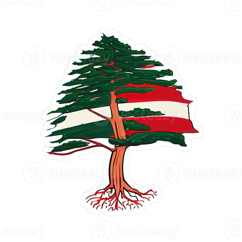 Celebrate Lebanon with symbolic cedar tree illustration cartoon sticker ...