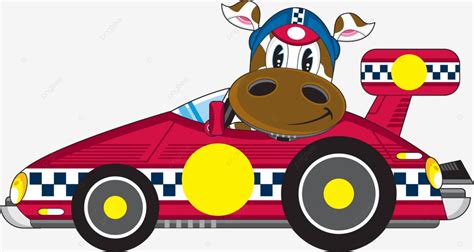 Cute Cartoon Racing Car Cow Cow Print Racing Car Wheels Vector Cow