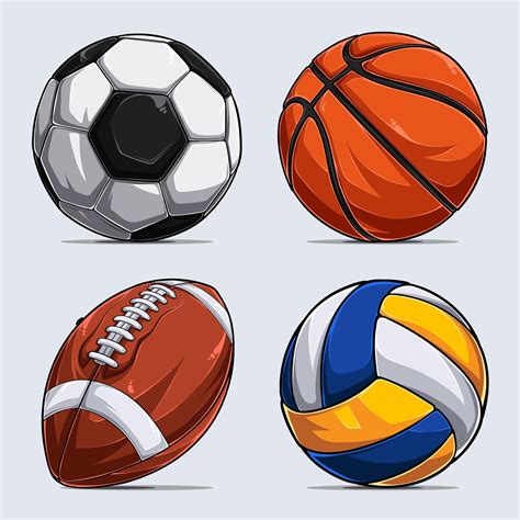 Sport Balls Collection Basketball Ball Soccer Ball American Football