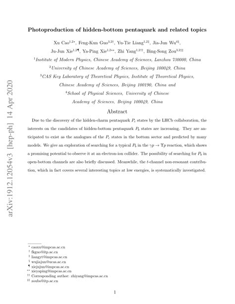 Pdf Photoproduction Of Hidden Bottom Pentaquark And Related Topics