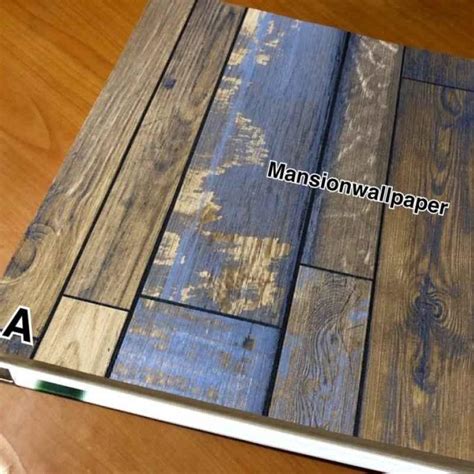 Jual Wallpaper Dinding Kayu Kotak Warna Biru Coklat Vintage Di Seller