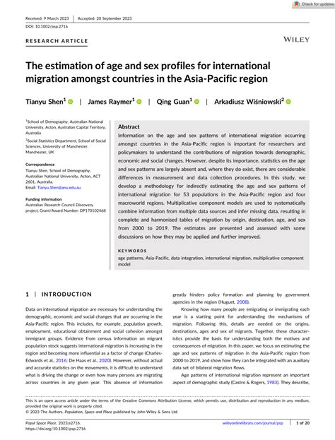 Pdf The Estimation Of Age And Sex Profiles For International