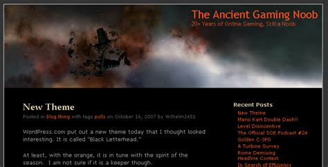 New Theme The Ancient Gaming Noob