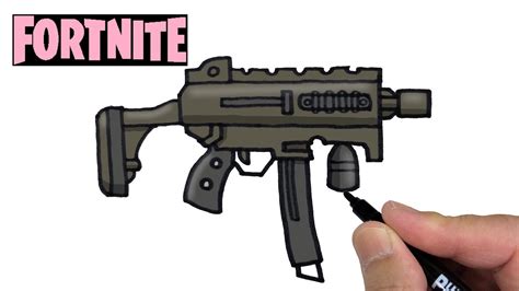 How To Draw Fortnite Gun Stinger Smg Drawing For Beginners Youtube