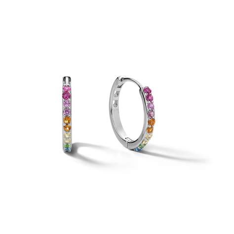 Sterling Silver Cz Rainbow Huggies Banter