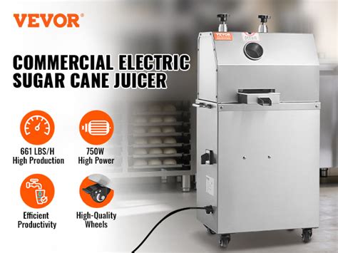 VEVOR Extracteur de Jus de Canne à Sucre Électrique 750 W Presse Canne