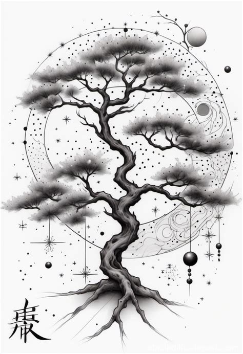 Capricorn Constellation Japanese Tree Tattoo Sketch | Stable Diffusion ...