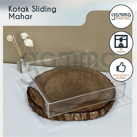 Jual Box Arcylic Tutup Sliding Kotak Mahar Akrilik Gift Kado