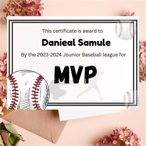 Editable Baseball Award Certificate Bundle Team Party Canva Template