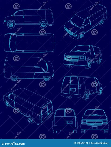 Set With Contours Of The Van Outline Of Vans With Different Types