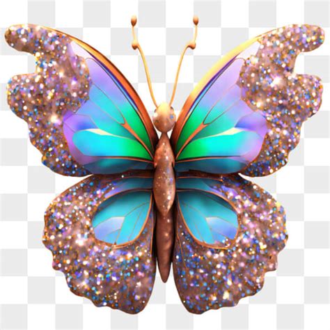 Bunter Schmetterling Mit Glitzer Und Kristallen Png Online