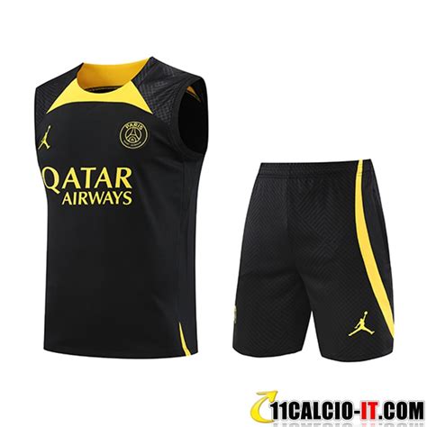 Tutte Le Kit Canotta Allenamento Pantaloncini PSG Jordan Nero 2023 2024