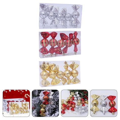 Xmas Tree Hangings 3 Boxes Of Christmas Hanging Pendant Plastic Candy Decor Christmas Tree