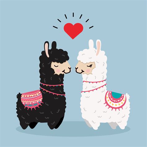 Cute Llama Couple In Love 1876895 Vector Art At Vecteezy