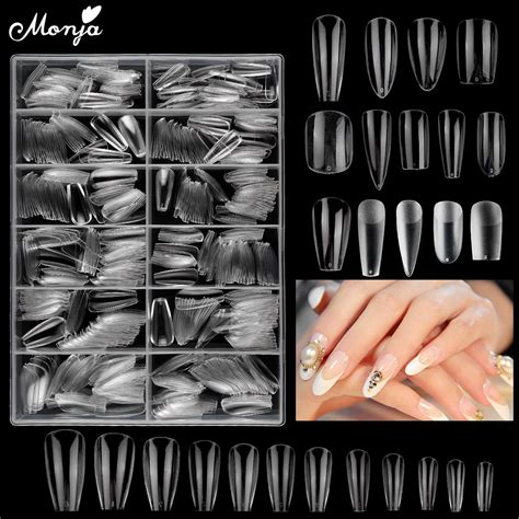 Monja Pcs False Nail Tips Full Cover Fake Ballerina Oval Square