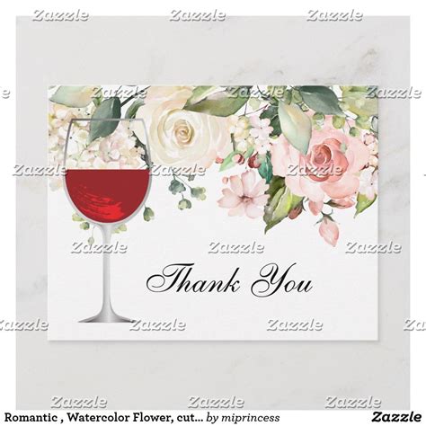 Romantic Watercolor Flower Cute Thank You Card Zazzle Cute Thank