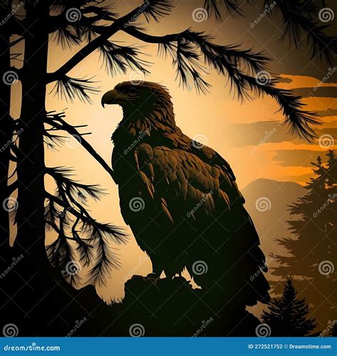 Silhouette of Eagle at Sunset. Generative AI Stock Photo - Image of ...