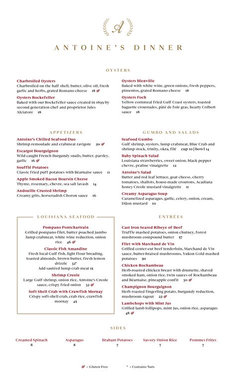 Menu | Antoine's Restaurant