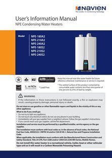 Navien NPE 240A Water Heater User S Information Manual Water Heater