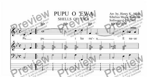 Pearly Shells Pupu O Ewa Download Sheet Music Pdf File