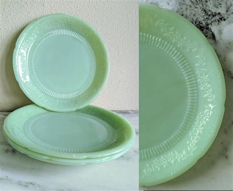 4 Flawed Fire King Alice Jadeite Dinner Plates Vintage Etsy