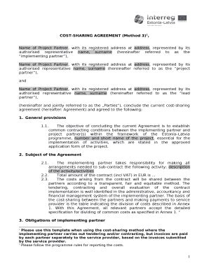 Cost Sharing Agreement Template