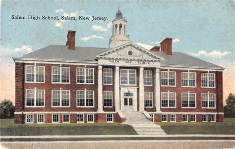 Salem New Jersey Salem High School Exterior Front View Antique Postcard