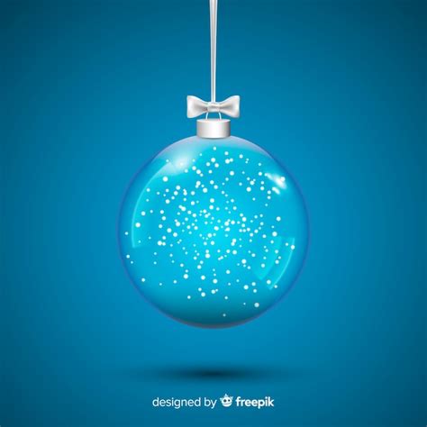 Hermosa Bola De Cristal De Navidad Sobre Fondo Azul Vector Gratis