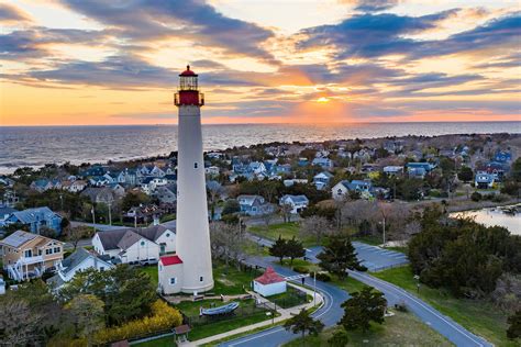 Cape May Lighthouse New Jersey Beach Sunset Aerial Landscape Etsy