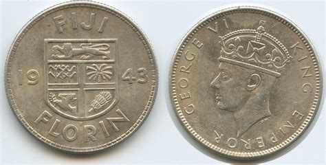 Fidschi Inseln One Florin Silber 1943 S M 5900 King Georg VI 1936