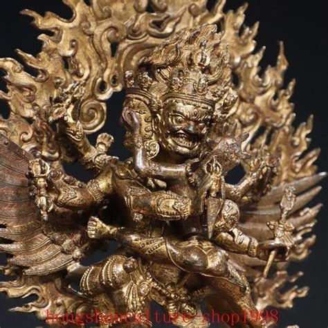 12 Tibet Buddhism Temple Bronze Skulptur Yamantaka Yama Dharmaraja