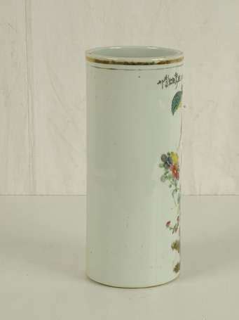 Chine Vase Rouleau En Porcelaine D Cor D Oiseaux Et Poemes H Cm