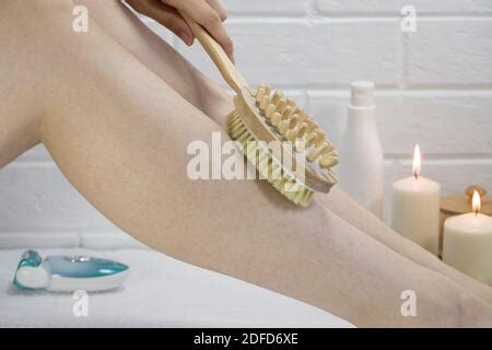 Exfoliation With A Natural Bristle Brush Dry Brush Massage Preparing