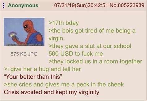 Anon Preserves His Virginity Greentext Stories Know Your Meme