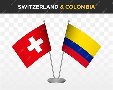 Suiza vs colombia escritorio banderas maqueta aislado 3d vector