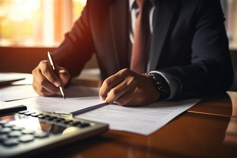 Premium Photo Man In Suit Writing On Paper