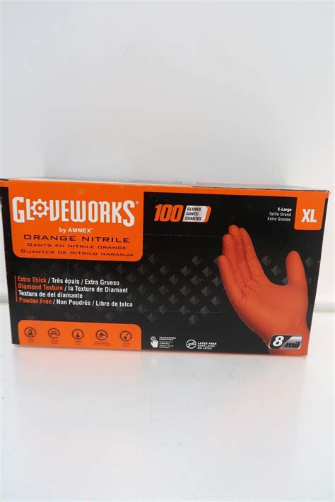 Gloveworks Orange Nitrile Disposable Gloves Mil Size Xl Box