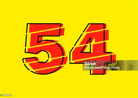 Glitch Modern Red 54 Number Design Vector Illustration Numeral Vector ...
