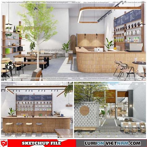 Coffee Shop Sketchup Interior Scene By Hien Le