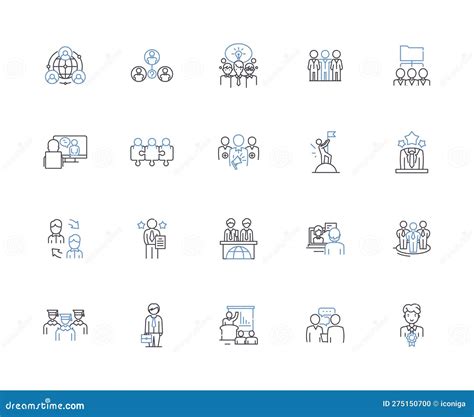 Executive Management Line Icons Collection Administrative Leadership