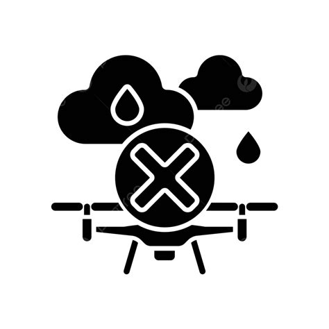 Manual Label Icon For Avoiding Flying In Heavy Rainblack Glyph Vector