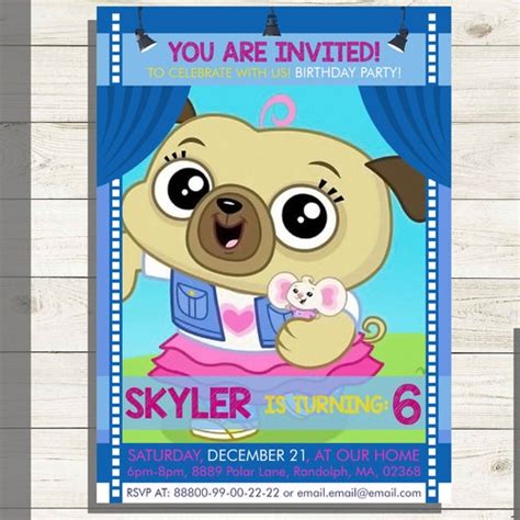 Chip And Potato Birthday Party Invitation Pug Birthday Etsy