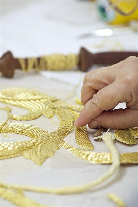 Embroidery in gold stock photo. Image of colorful, cloth - 7106280